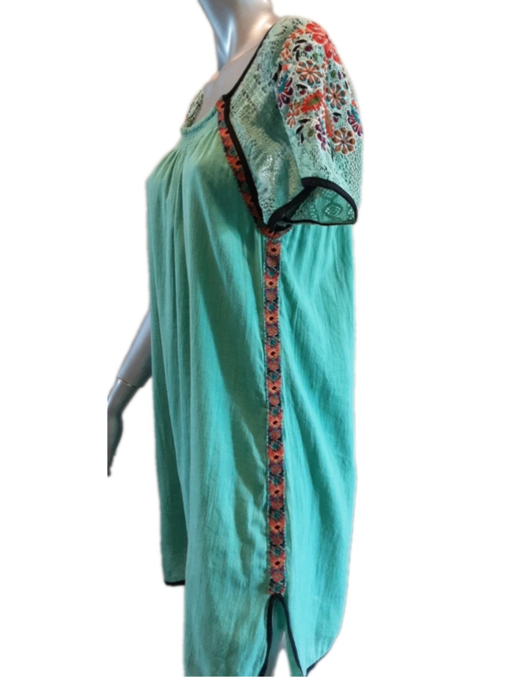 DOUBLE D RANCH-Chic Cotton Boho Beauty-Mint Green-Embroidered Crochet Lace-MED - Picture 7 of 16